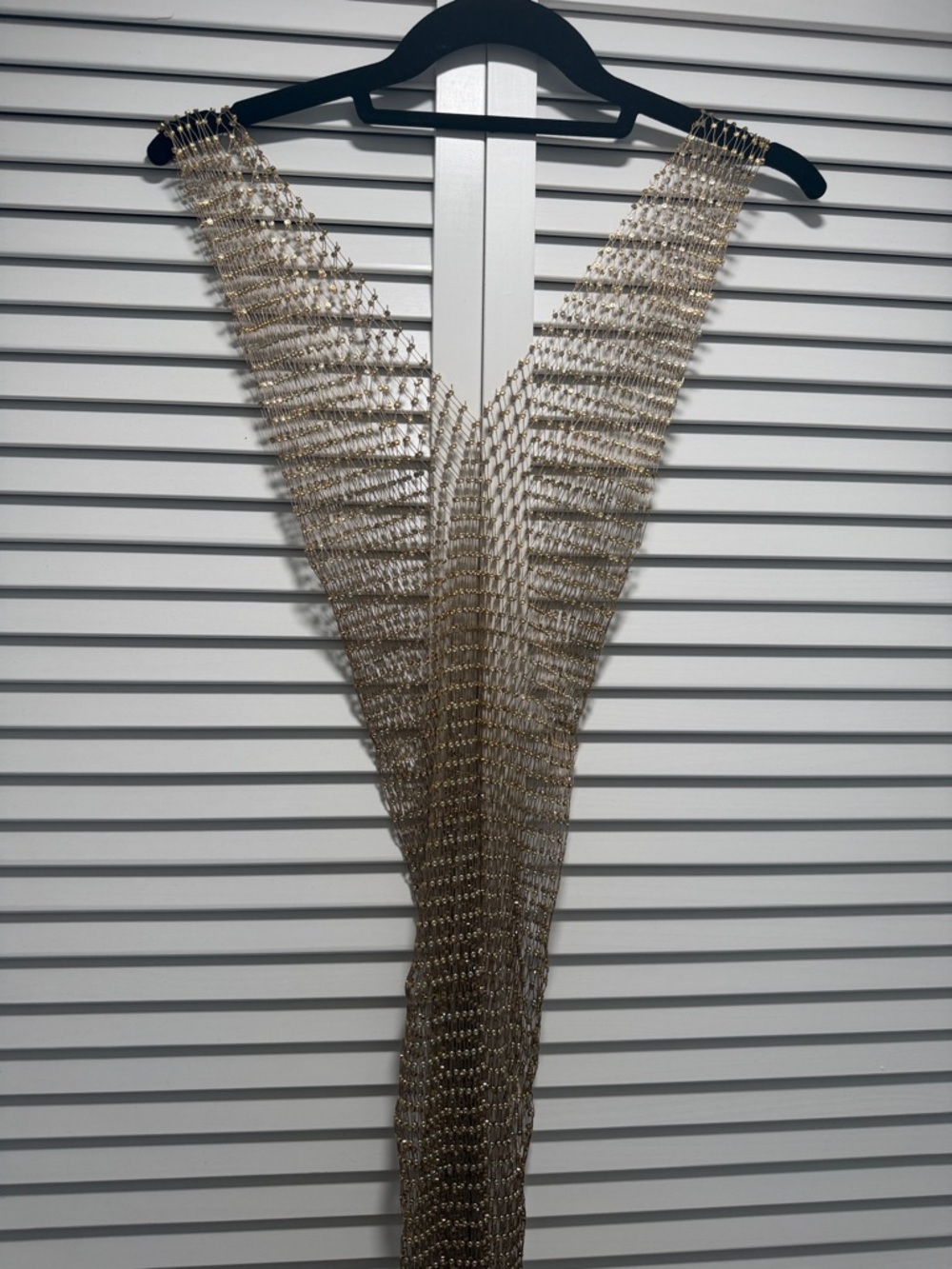 Sheer Gold Chain Mesh V-Neck Swim Coverup